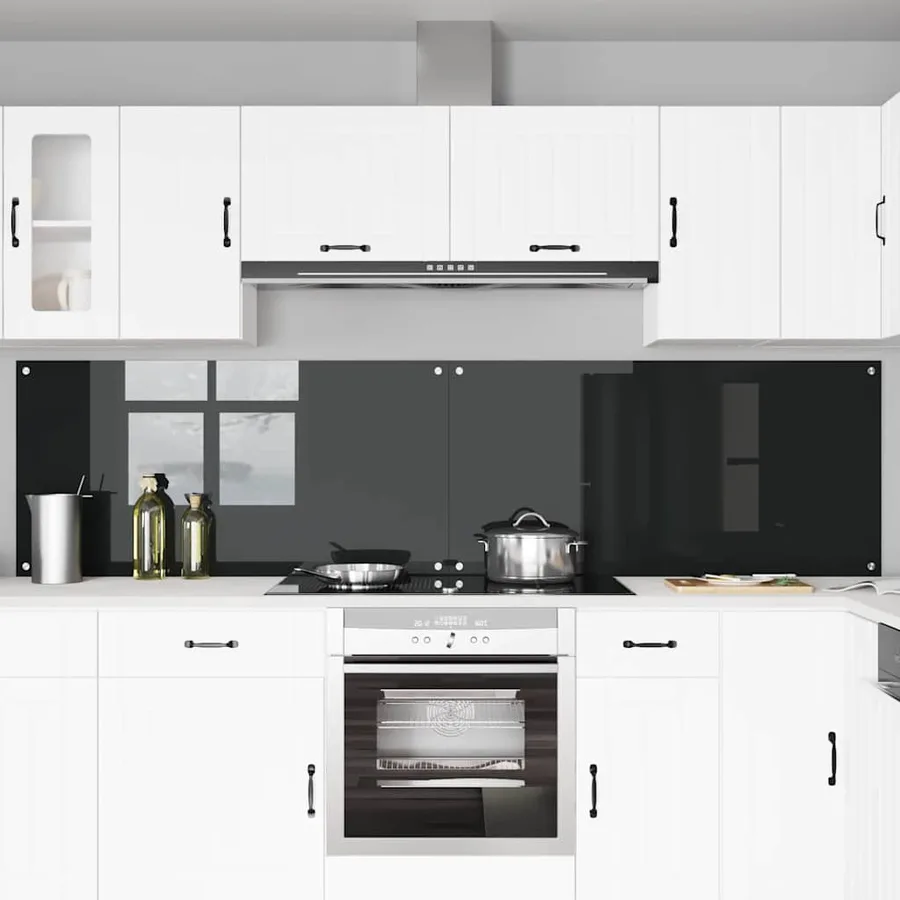 Crédence de cuisine 2 pcs Noir 120 x 60 cm verre trempé - 3