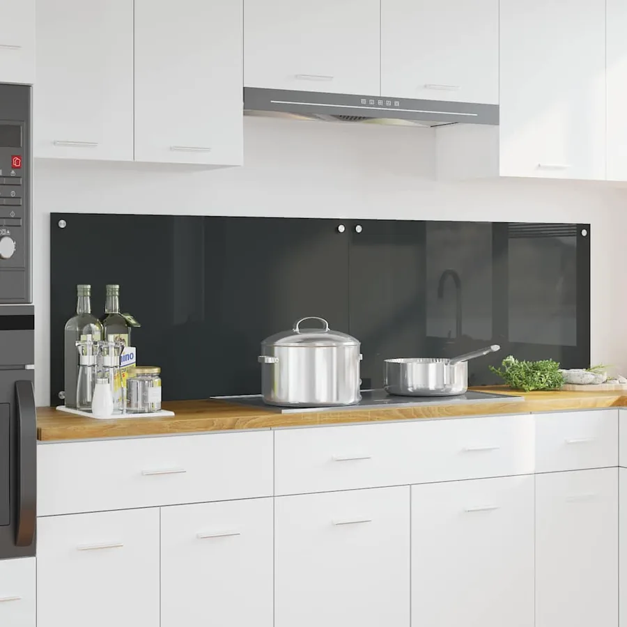 Crédence de cuisine 2 pcs Gris foncé 90 x 50 cm verre trempé