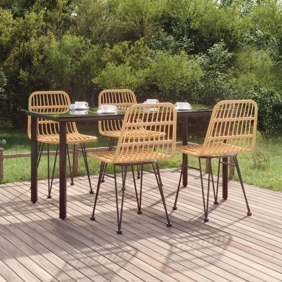 Ensemble à manger de jardin 5pcs Résine tressée
