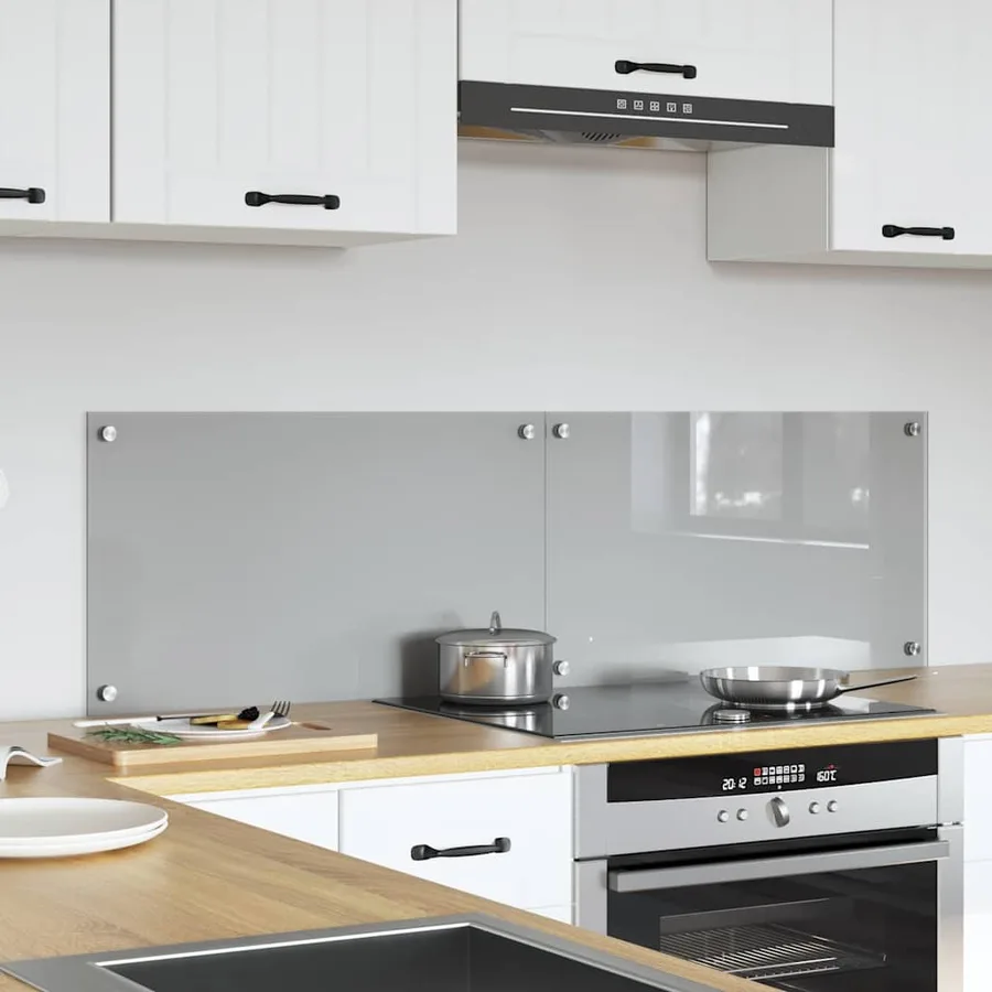 Crédence de cuisine 2 pcs Gris clair 70 x 40 cm verre trempé - 3