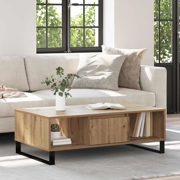 Table basse Chêne artisanal 104 x 60 x 35 cm Bois d'ingénierie