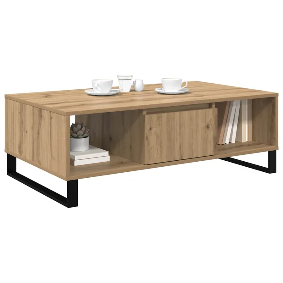 Table basse Chêne artisanal 104 x 60 x 35 cm Bois d'ingénierie - 3