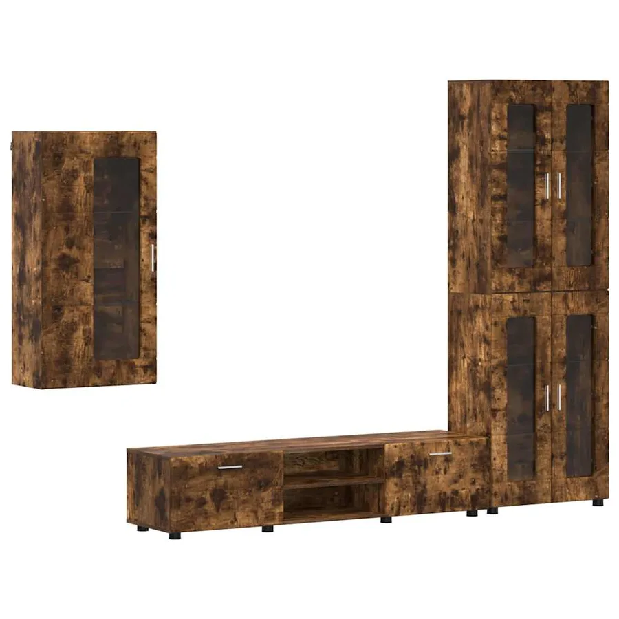 Ensemble meuble TV FLORIN 3 pcs Chêne fumé Bois d'ingénierie - 2