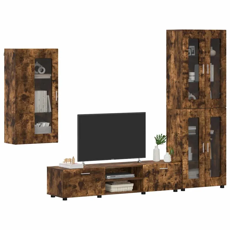 Ensemble meuble TV FLORIN 3 pcs Chêne fumé Bois d'ingénierie - 3
