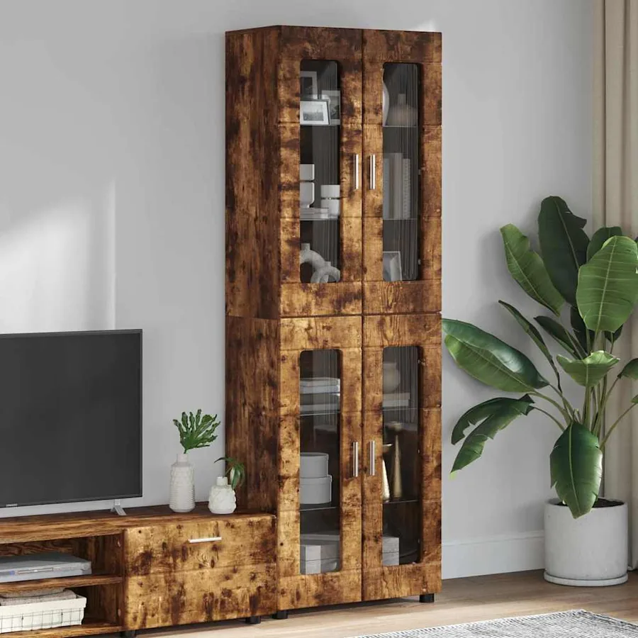 Haut Armoire avec étagère FLORIN Chêne fumé 60 x 35 x 182 cm