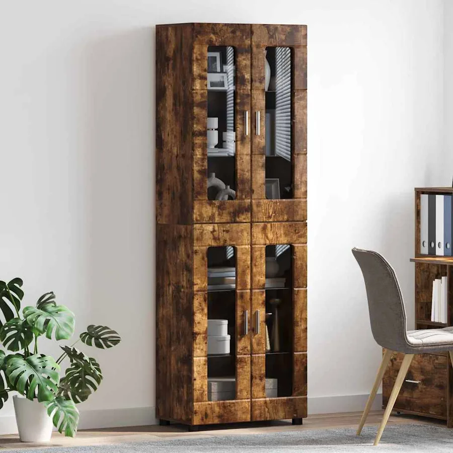Haut Armoire avec étagère FLORIN Chêne fumé 60 x 35 x 182 cm - 4