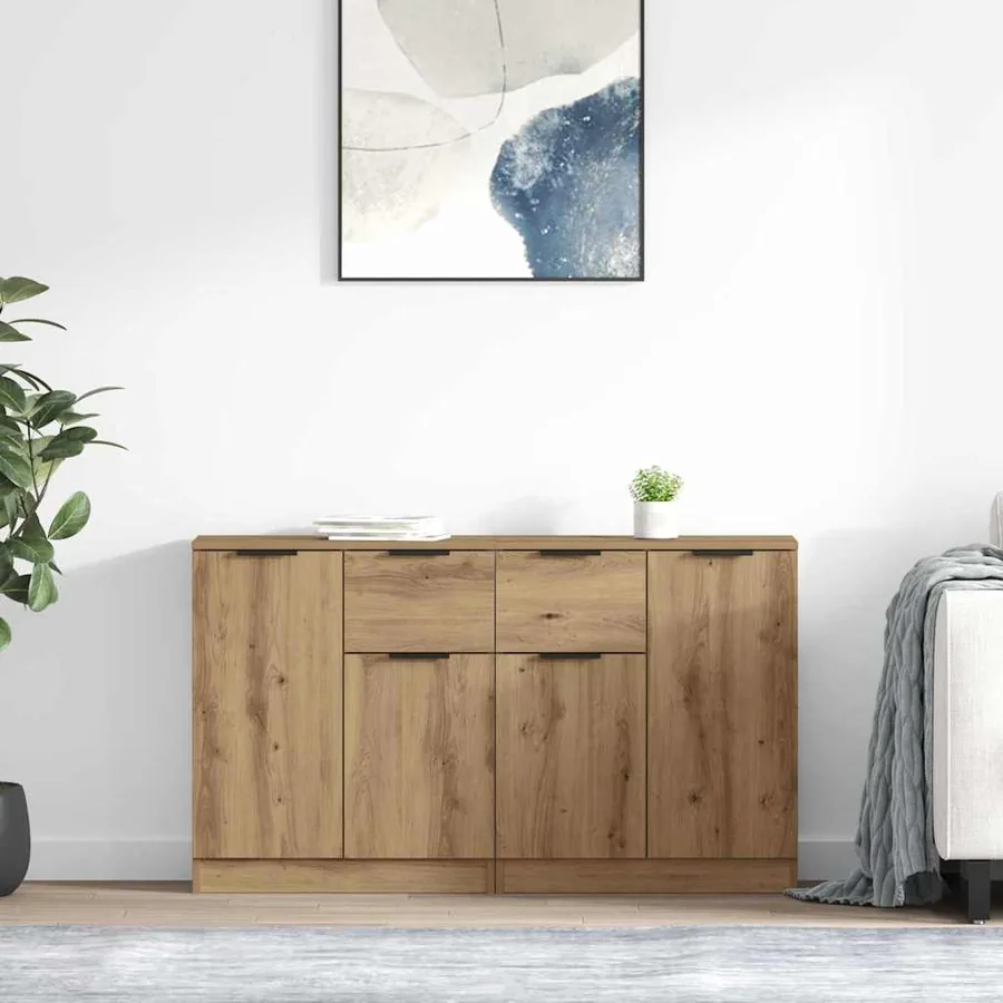 Buffets 2 pcs Chêne artisanal 60 x 30 x 70 cm Bois d'ingénierie