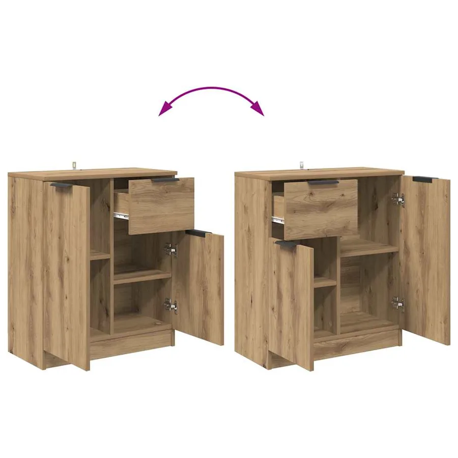 Buffets 2 pcs Chêne artisanal 60 x 30 x 70 cm Bois d'ingénierie - 13
