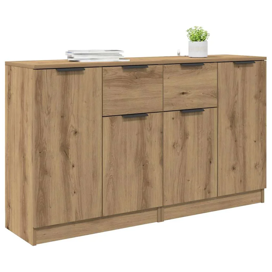 Buffets 2 pcs Chêne artisanal 60 x 30 x 70 cm Bois d'ingénierie - 3