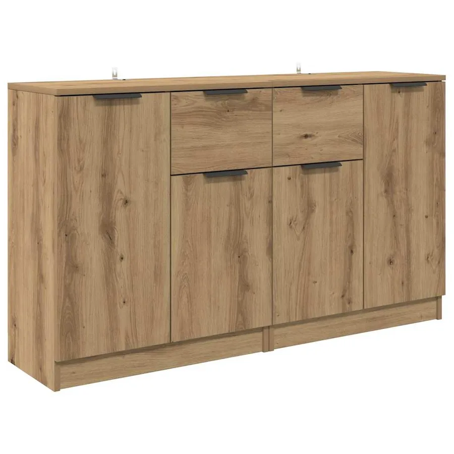 Buffets 2 pcs Chêne artisanal 60 x 30 x 70 cm Bois d'ingénierie - 5
