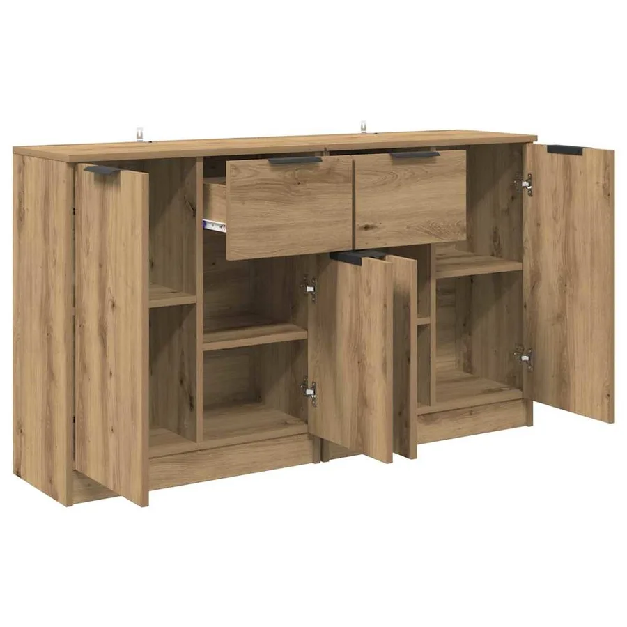 Buffets 2 pcs Chêne artisanal 60 x 30 x 70 cm Bois d'ingénierie - 6