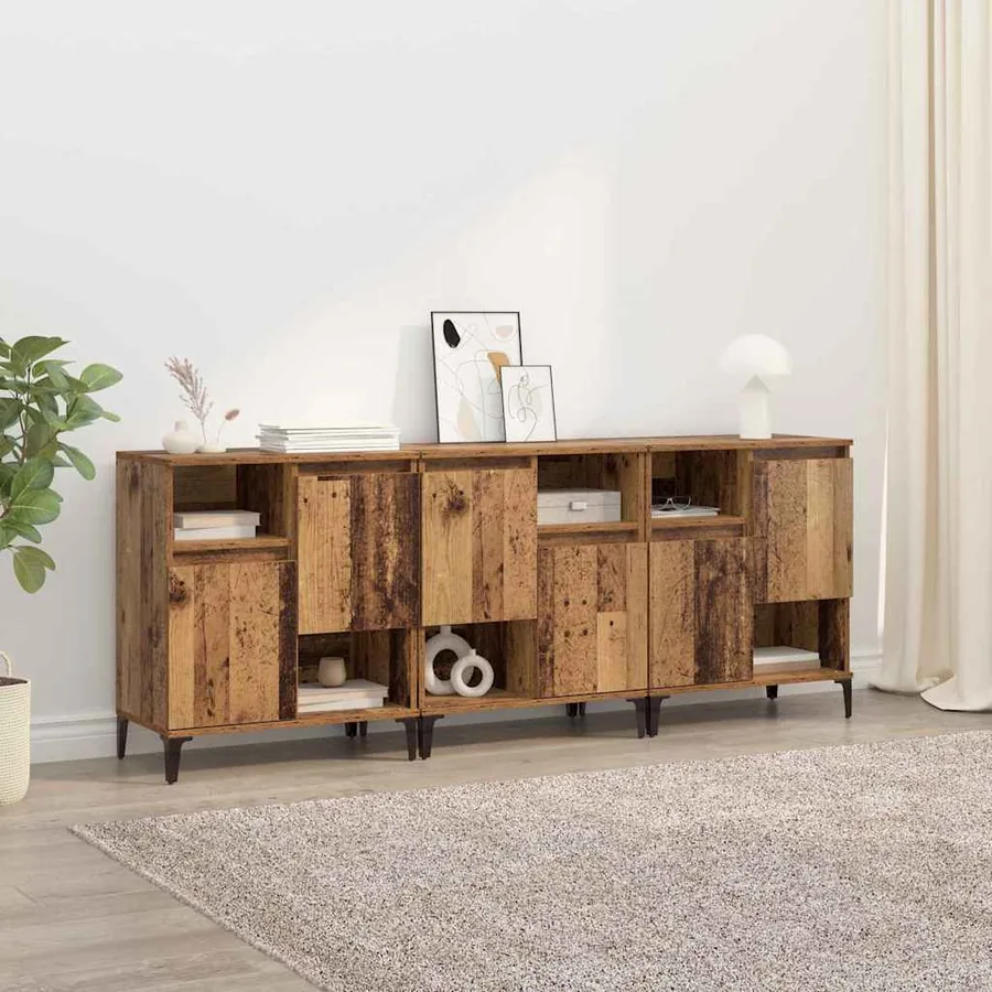 Buffets 3 pcs Bois Ancien 60 x 35 x 70 cm Bois d'ingénierie