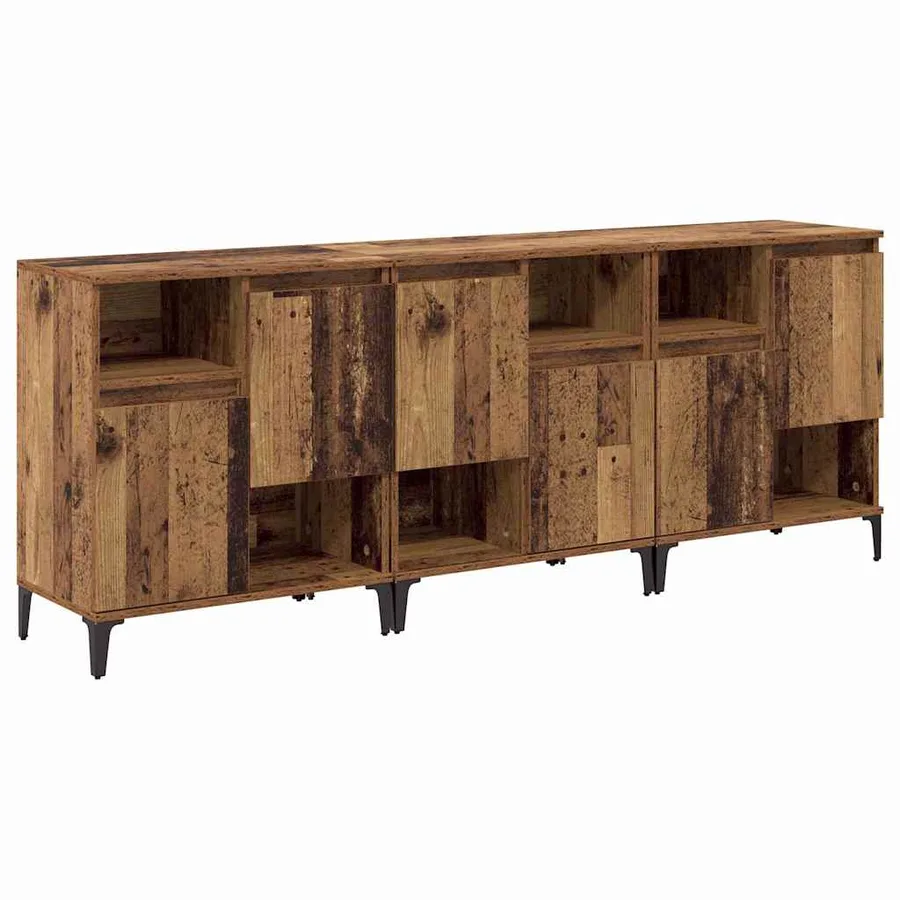 Buffets 3 pcs Bois Ancien 60 x 35 x 70 cm Bois d'ingénierie - 2