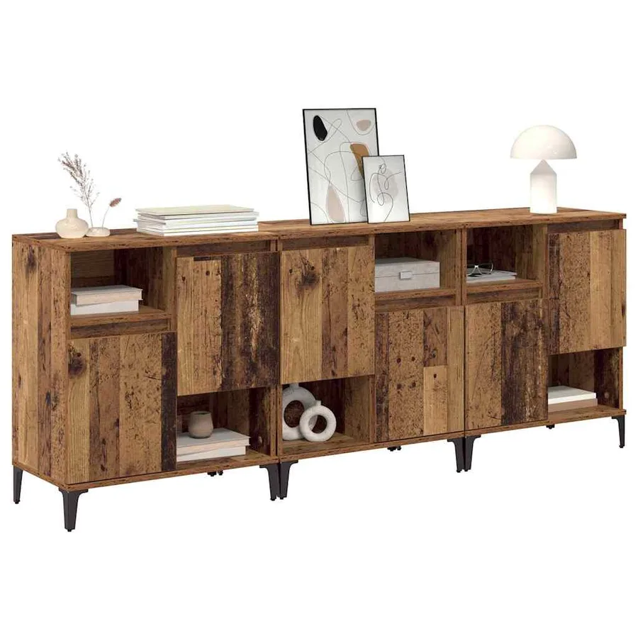 Buffets 3 pcs Bois Ancien 60 x 35 x 70 cm Bois d'ingénierie - 3