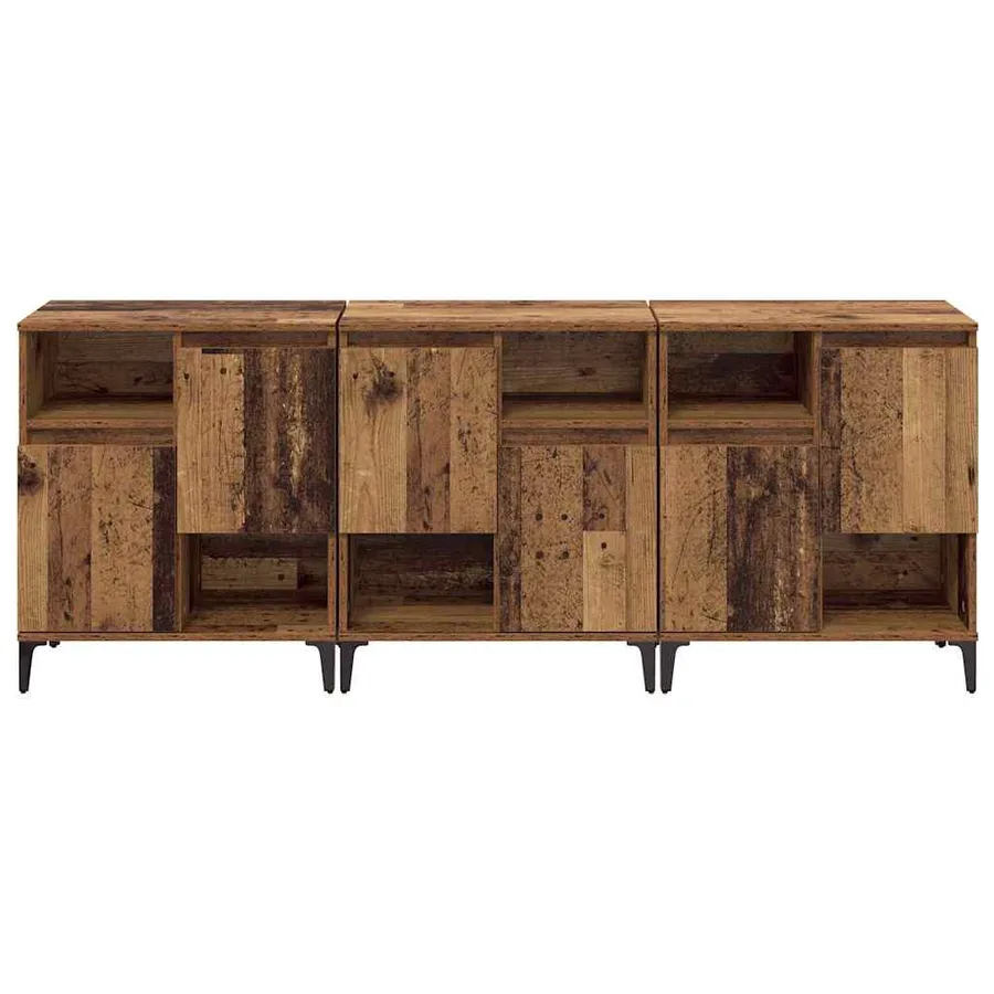 Buffets 3 pcs Bois Ancien 60 x 35 x 70 cm Bois d'ingénierie - 5