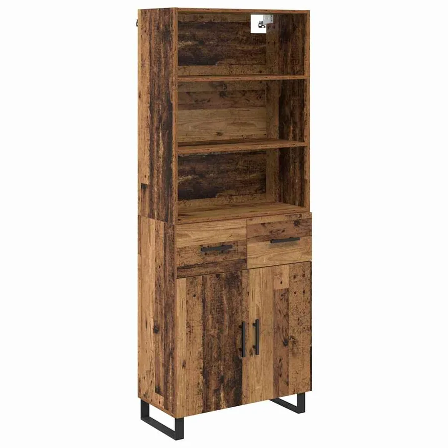 Haut Armoire avec tiroir 2 pcs Bois ancien Bois d'ingénierie - 2