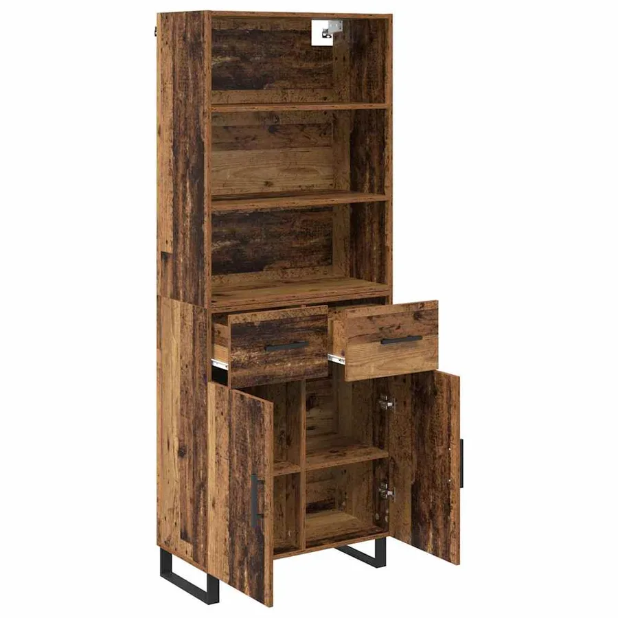 Haut Armoire avec tiroir 2 pcs Bois ancien Bois d'ingénierie - 5