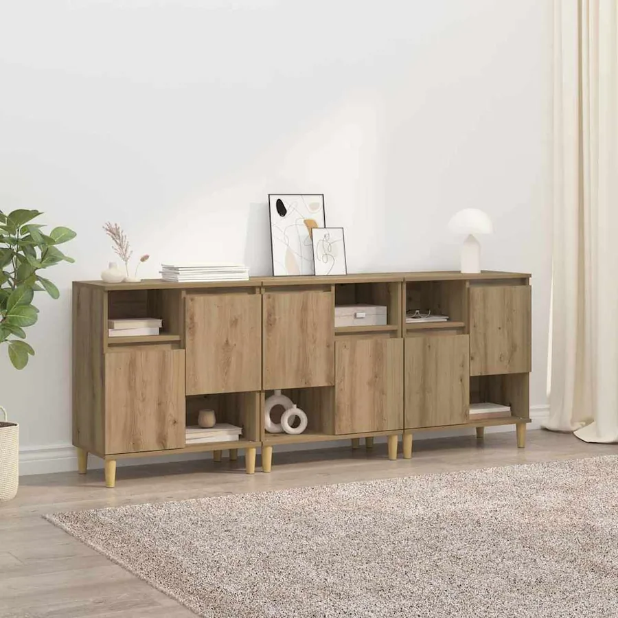 Buffets 3 pcs Chêne artisanal 60 x 35 x 70 cm Bois d'ingénierie