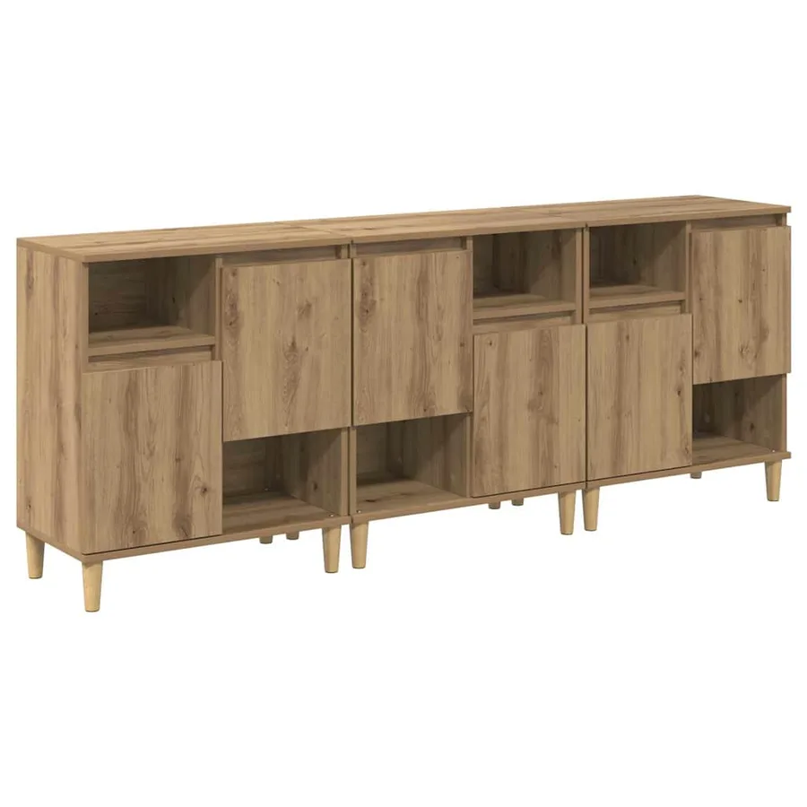 Buffets 3 pcs Chêne artisanal 60 x 35 x 70 cm Bois d'ingénierie - 2