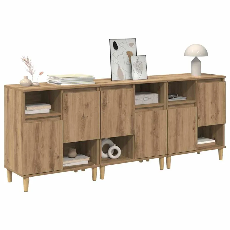 Buffets 3 pcs Chêne artisanal 60 x 35 x 70 cm Bois d'ingénierie - 3