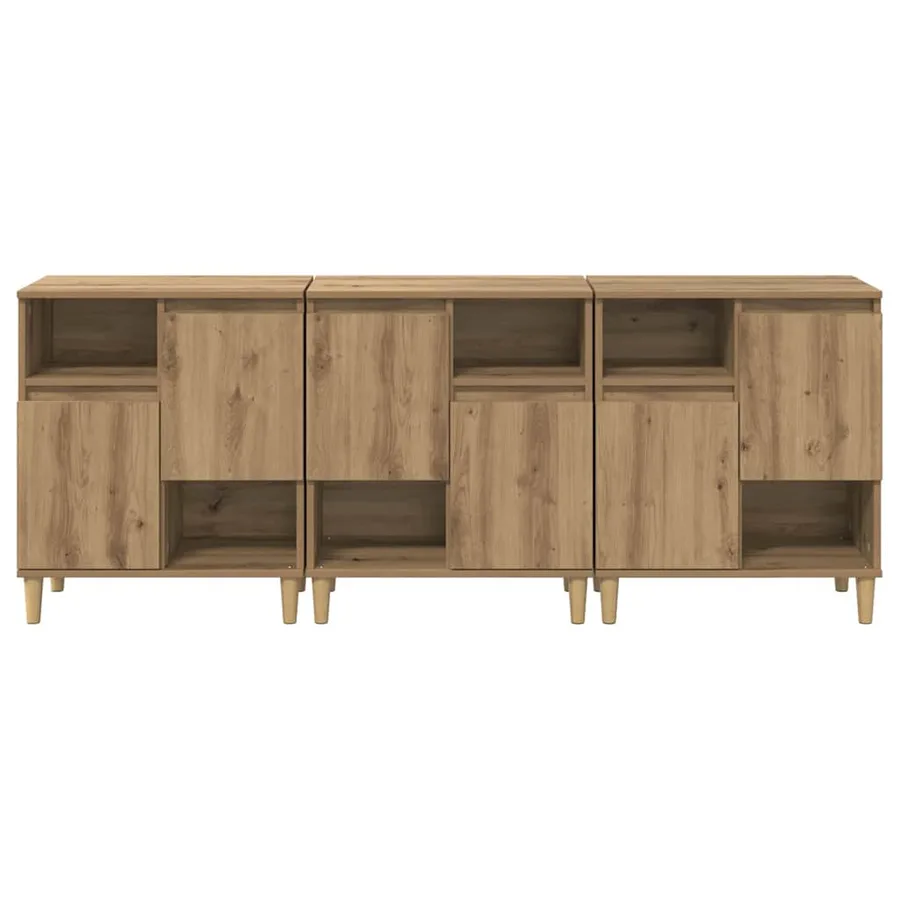 Buffets 3 pcs Chêne artisanal 60 x 35 x 70 cm Bois d'ingénierie - 5