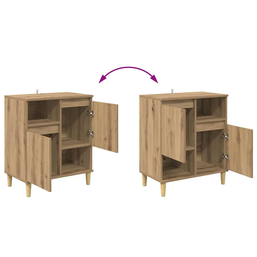 Buffets 3 pcs Chêne artisanal 60 x 35 x 70 cm Bois d'ingénierie - 8