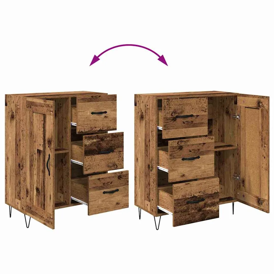 Haut Armoire avec tiroir 2 pcs Bois ancien Bois d'ingénierie - 13