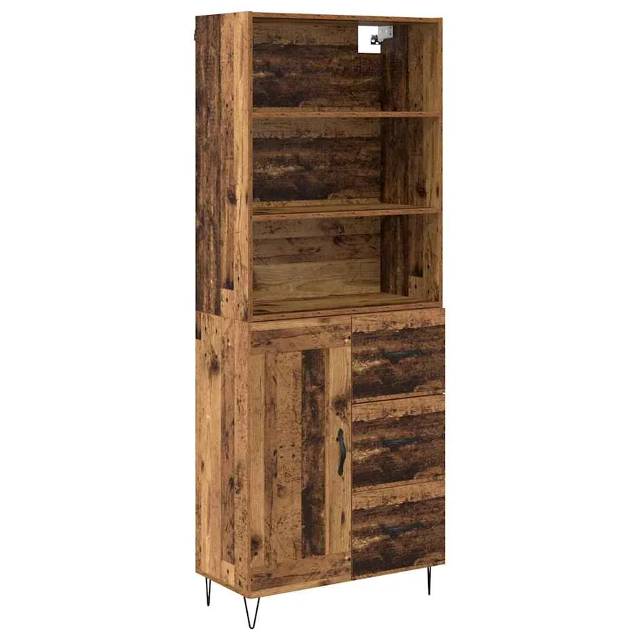 Haut Armoire avec tiroir 2 pcs Bois ancien Bois d'ingénierie - 2