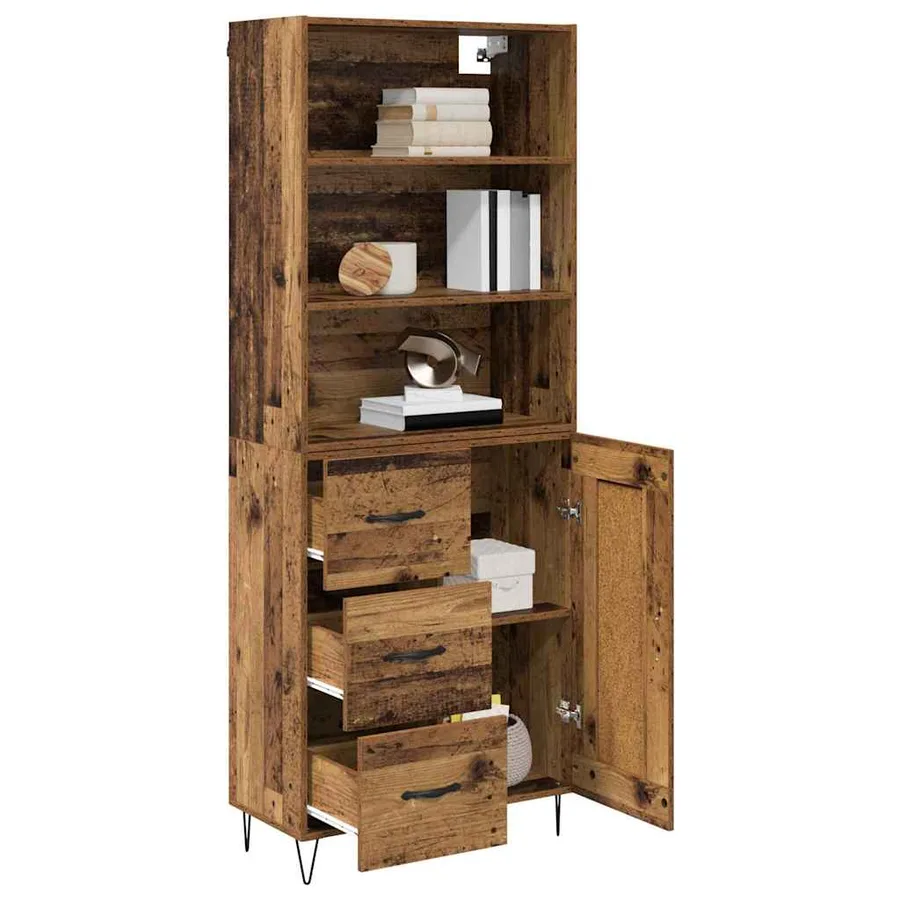 Haut Armoire avec tiroir 2 pcs Bois ancien Bois d'ingénierie - 3