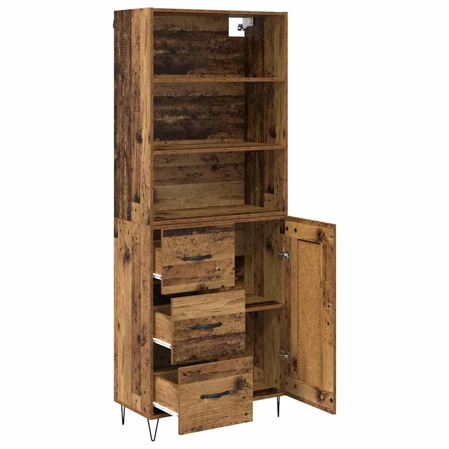 Haut Armoire avec tiroir 2 pcs Bois ancien Bois d'ingénierie - 5
