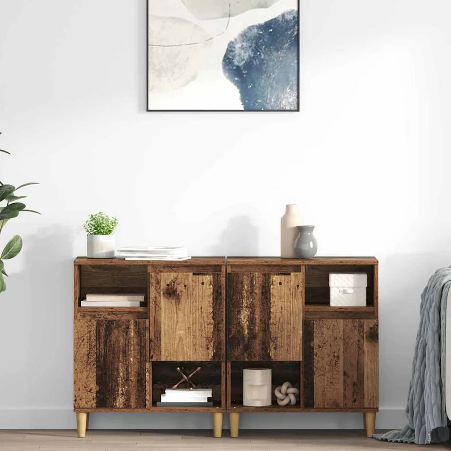 Buffets 2 pcs Bois Ancien 60 x 35 x 70 cm Bois d'ingénierie