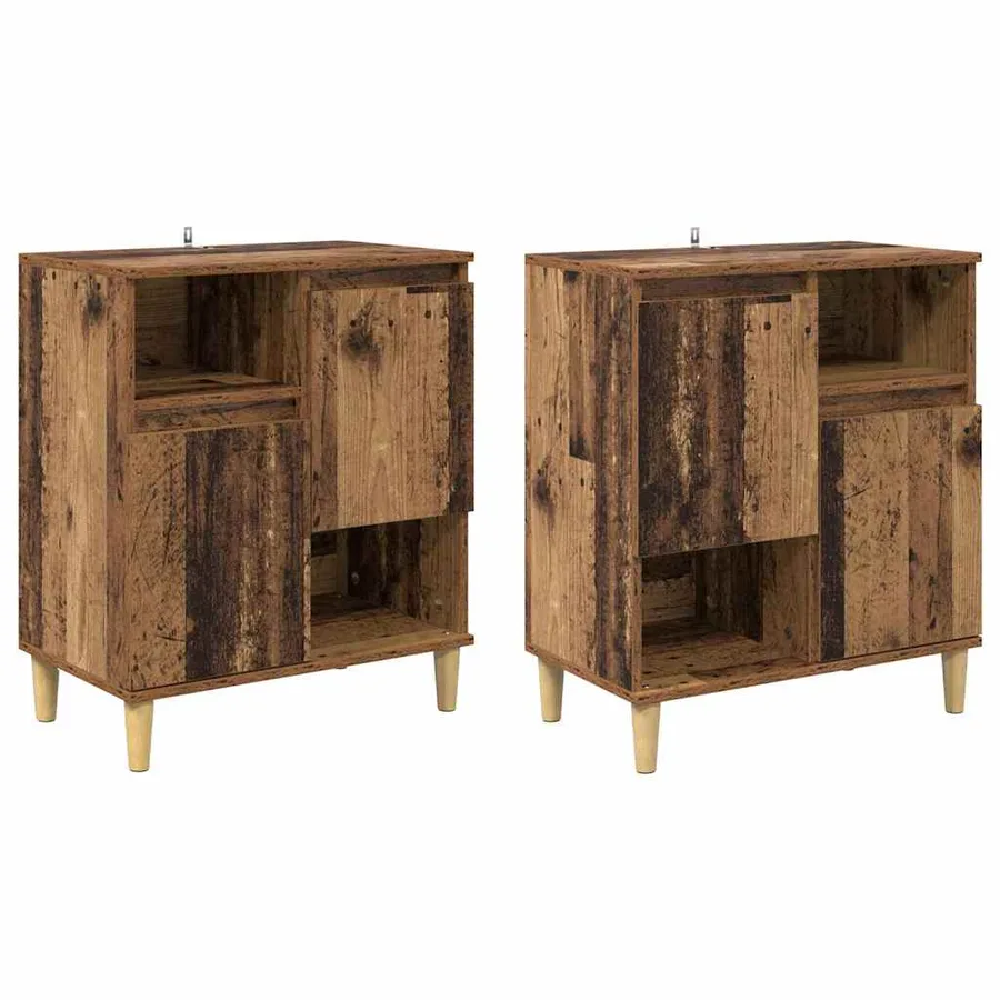 Buffets 2 pcs Bois Ancien 60 x 35 x 70 cm Bois d'ingénierie - 2