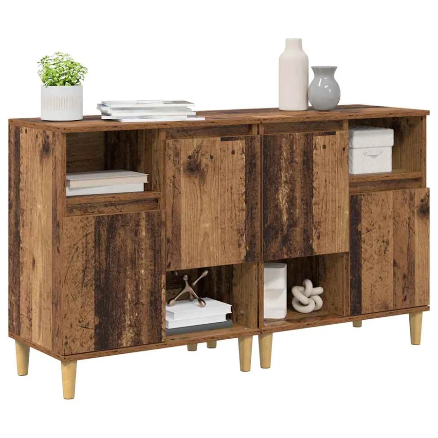 Buffets 2 pcs Bois Ancien 60 x 35 x 70 cm Bois d'ingénierie - 3