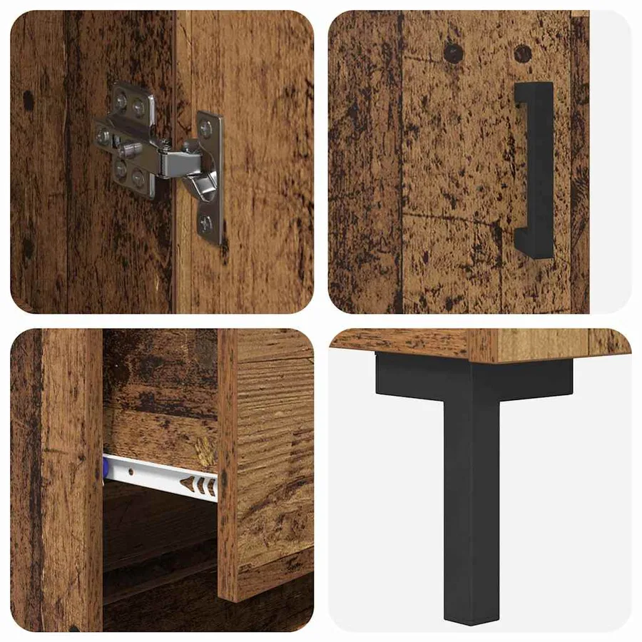 Haut Armoire avec tiroir 2 pcs Bois ancien Bois d'ingénierie - 11