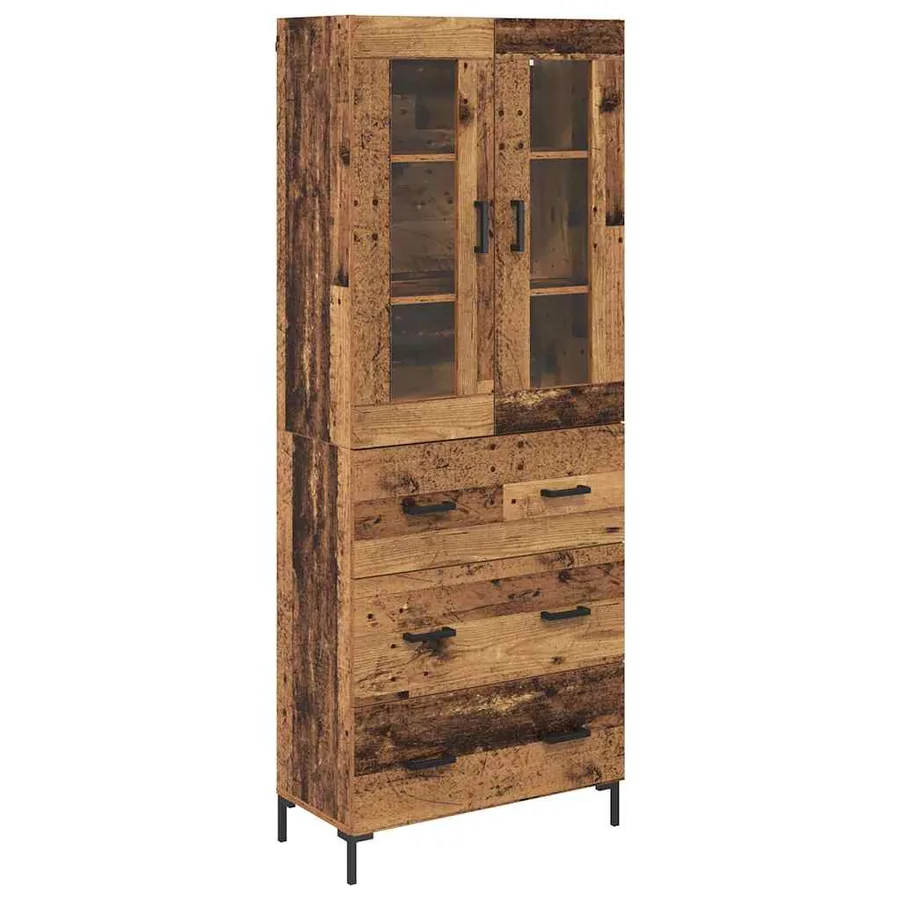 Haut Armoire avec tiroir 2 pcs Bois ancien Bois d'ingénierie - 2