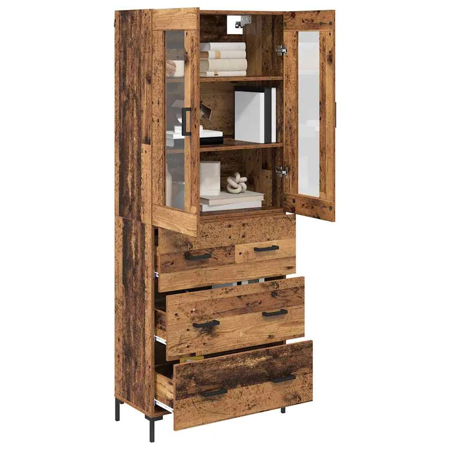 Haut Armoire avec tiroir 2 pcs Bois ancien Bois d'ingénierie - 3