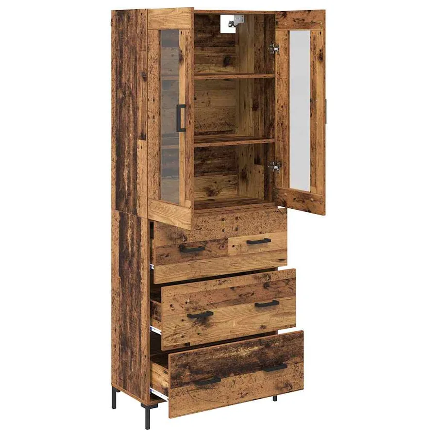 Haut Armoire avec tiroir 2 pcs Bois ancien Bois d'ingénierie - 5