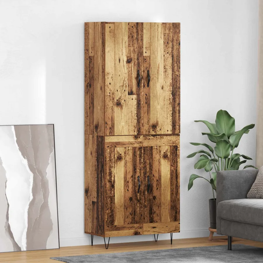 Haut Armoire 2 pcs Bois ancien Bois d'ingénierie