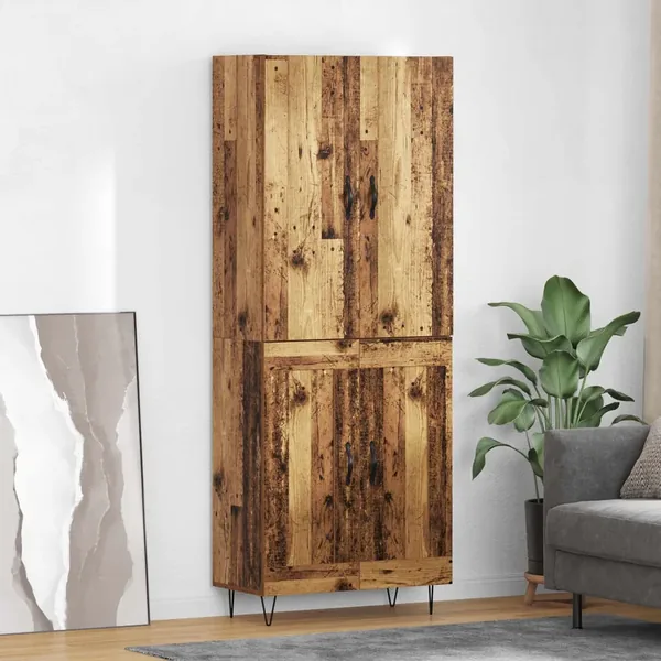 Haut Armoire 2 pcs Bois ancien Bois d'ingénierie