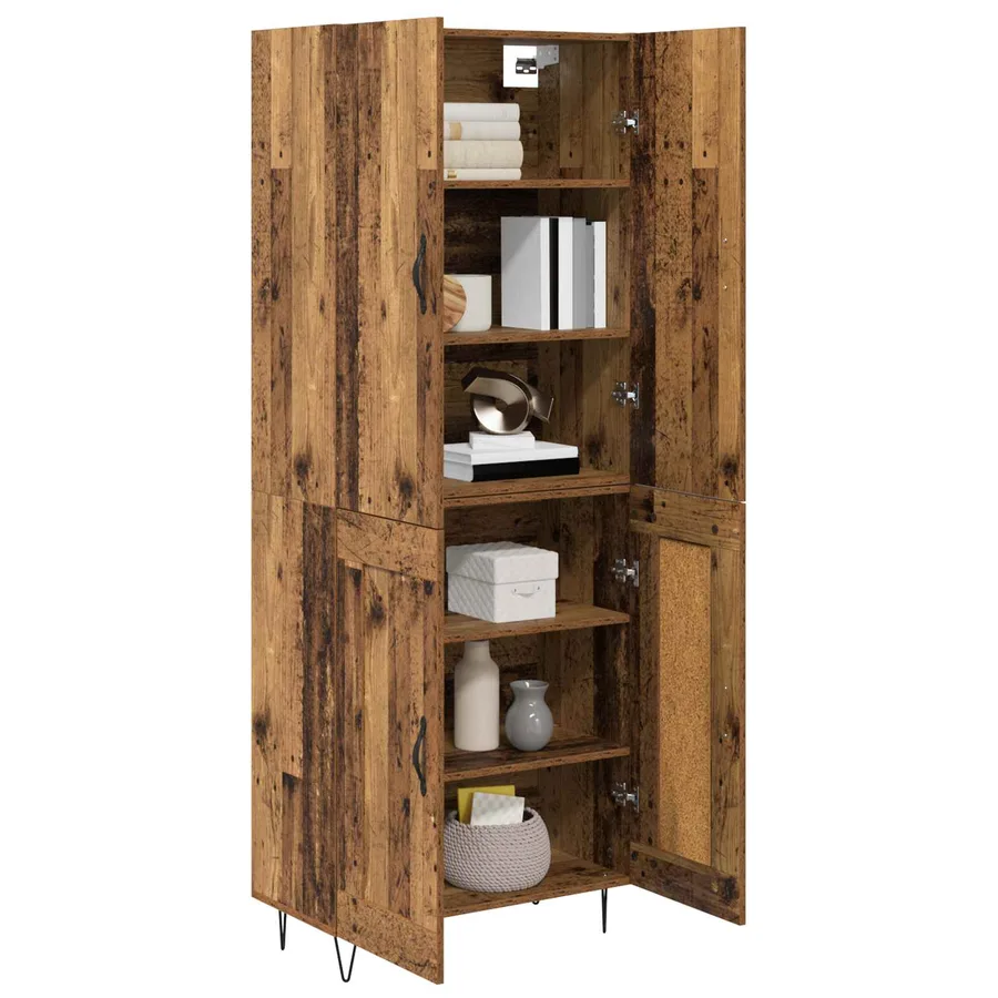 Haut Armoire 2 pcs Bois ancien Bois d'ingénierie - 3