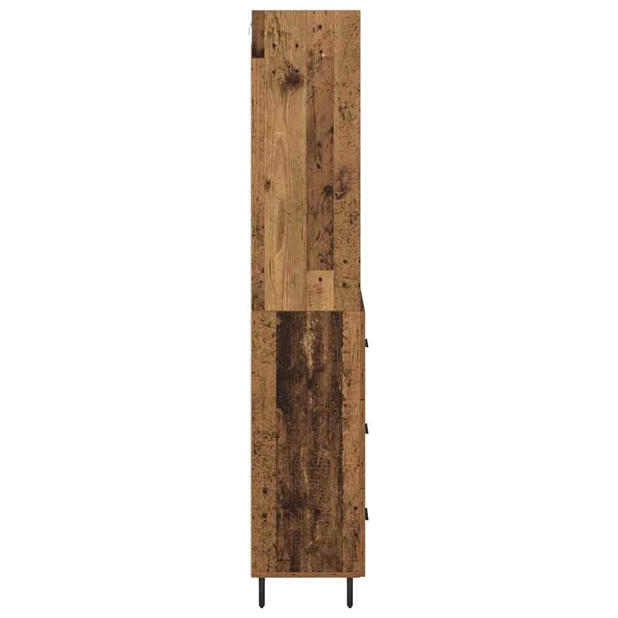 Haut Armoire avec tiroir 2 pcs Bois Ancien Bois d'ingénierie - 9