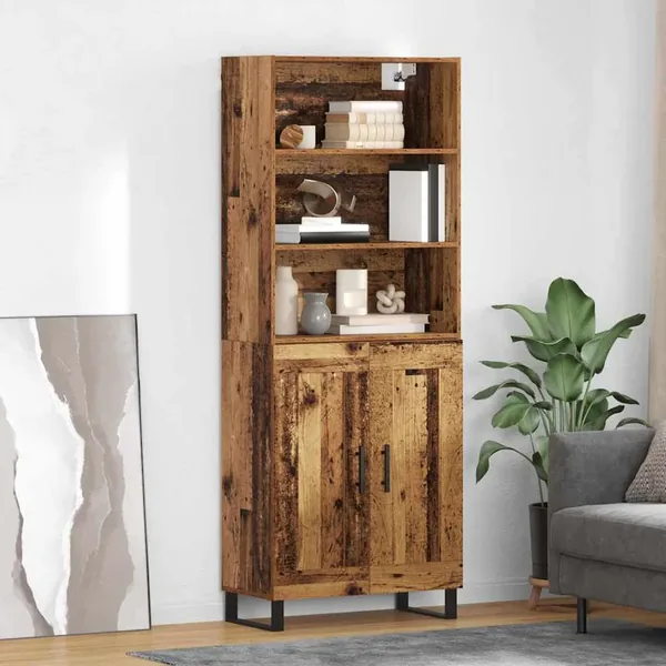 Haut Armoire 2 pcs Bois ancien Bois d'ingénierie