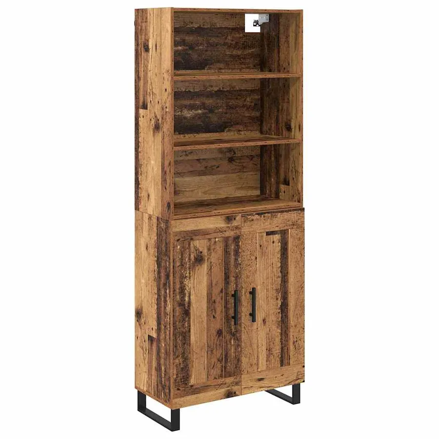 Haut Armoire 2 pcs Bois ancien Bois d'ingénierie - 2