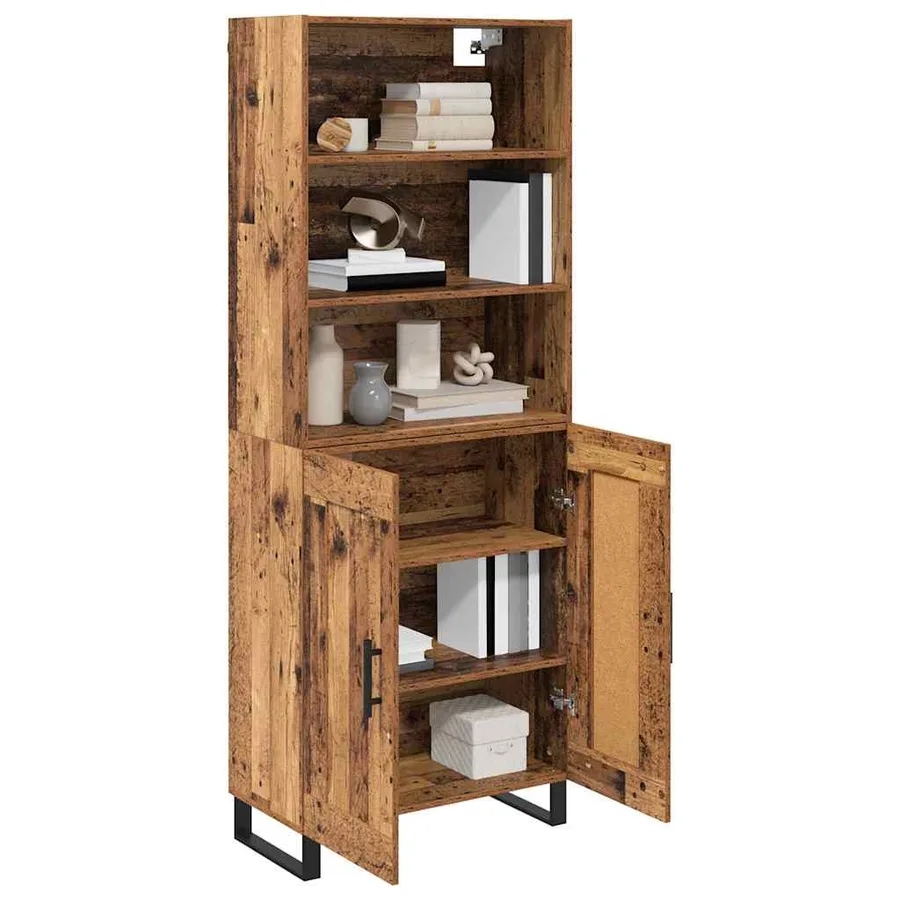 Haut Armoire 2 pcs Bois ancien Bois d'ingénierie - 3