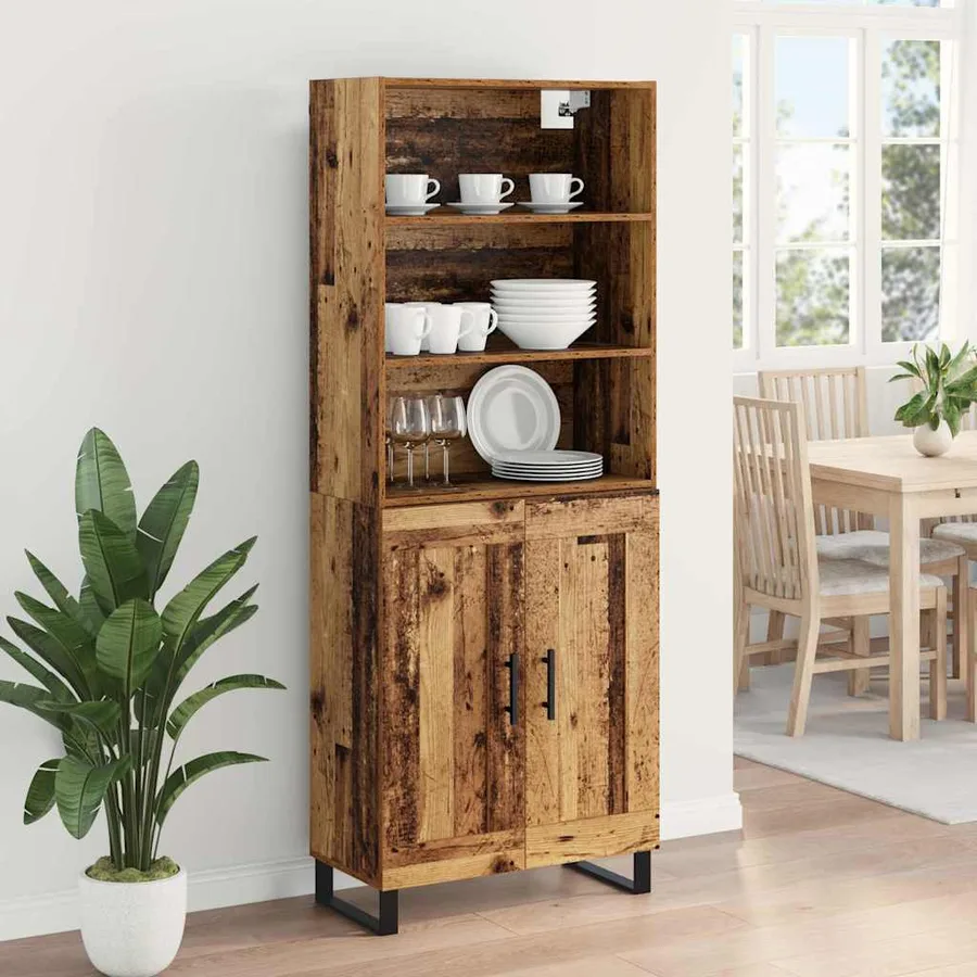 Haut Armoire 2 pcs Bois ancien Bois d'ingénierie - 4