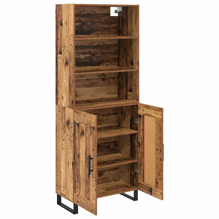 Haut Armoire 2 pcs Bois ancien Bois d'ingénierie - 5