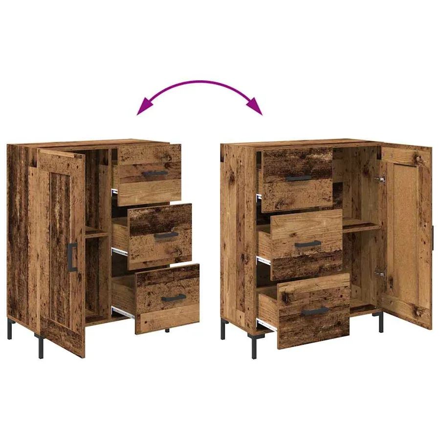 Haut Armoire avec tiroir 2 pcs Bois ancien Bois d'ingénierie - 13