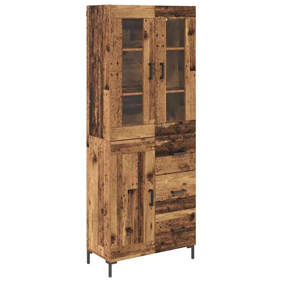 Haut Armoire avec tiroir 2 pcs Bois ancien Bois d'ingénierie - 2