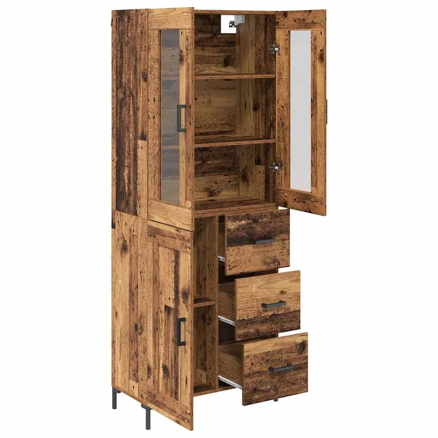 Haut Armoire avec tiroir 2 pcs Bois ancien Bois d'ingénierie - 5