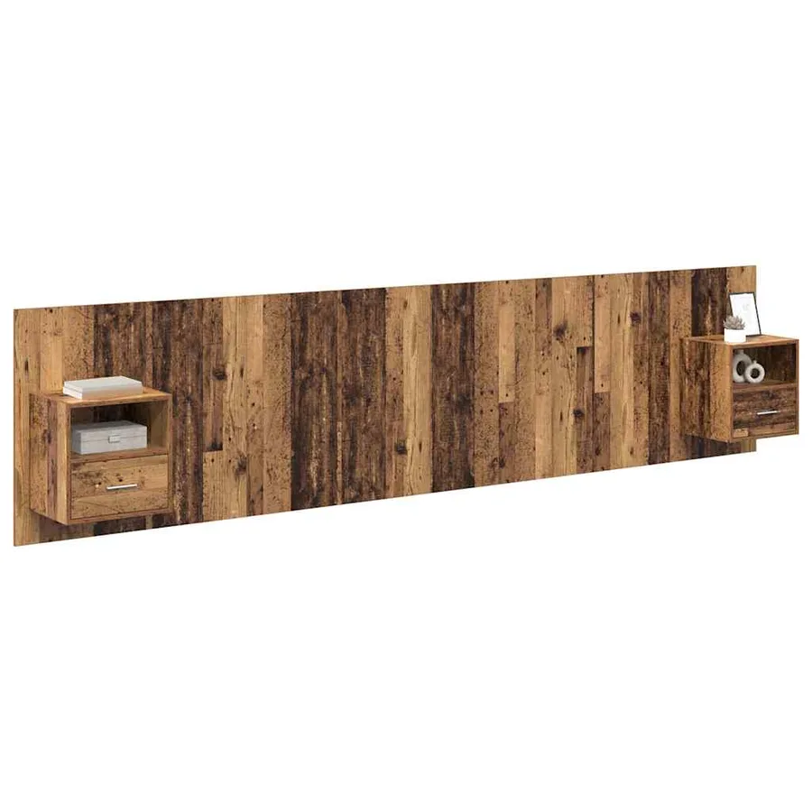 Tête de lit avec armoire 3 pcs Bois Ancien Bois d'ingénierie - 3